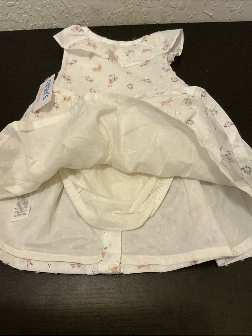 Carter's Cream Floral Ruffle Button-Front Dress - Picture 3 of 6